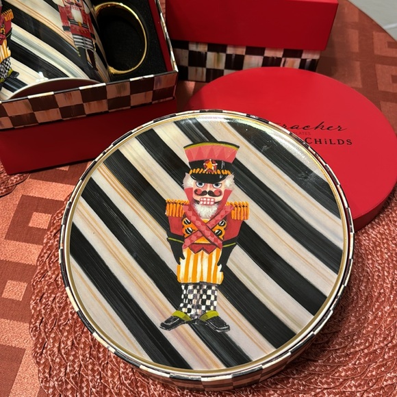 MacKenzie-Childs Nutcracker Whimsical New Bone China Dessert Plates Set of 4 NIB - Picture 6 of 6